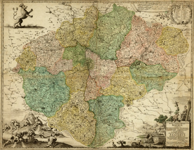 Vogt, Mauritius, Nová mapa Království českého, 1712, zdroj: Mapová sbírka Přírodovědecké fakulty UK