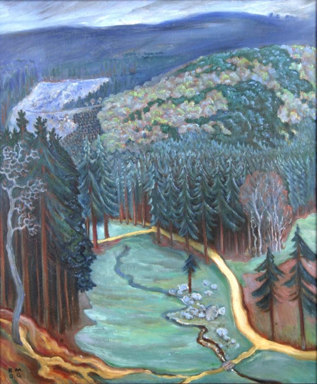Erwin Müller, Údolí Jizerského potoka, 1930, olej, plátno, foto OGL