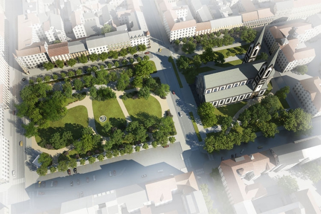 Vizualizace plánované revitalizace Karlínského náměstí, foto ÚMČ Praha 8