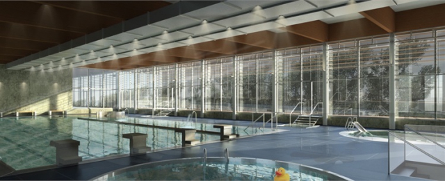 Vizualizace krytého bazénu, autor: Ing. arch. Borek Strádal