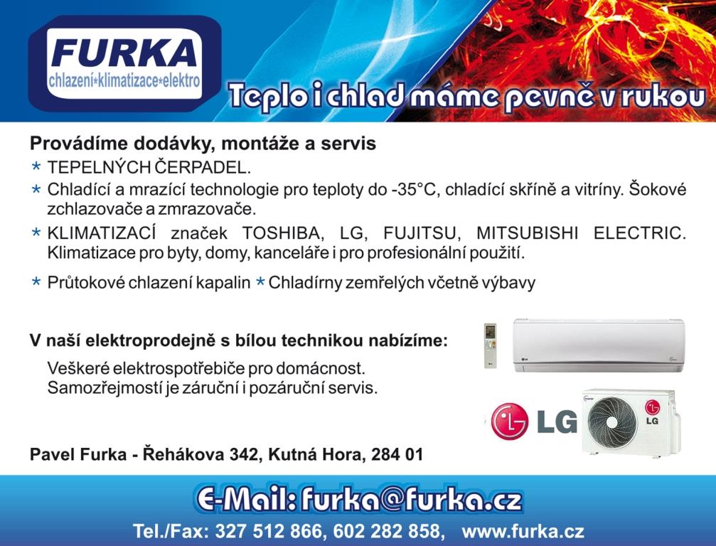 Firma Furka provádí dodávky a montáže klimatizačních zařízení, tepelných čerpadel, chlazení průmyslových kapalin, chladících technologií pro chladírny a mrazírny. 