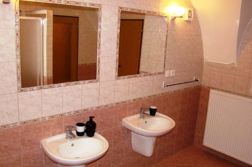 Lovecký apartmán má vlastní sociální zařízení se sprchovým koutem a vanou. 