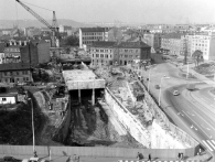 Stavba hloubené stanice Pražského povstání na náměstí Hrdinů, foto archiv DPP