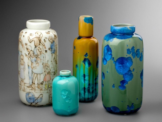 Milan Pekař – Vázy s krystalickými glazurami a vázy Smartphone Dynasty, foto Designblok
