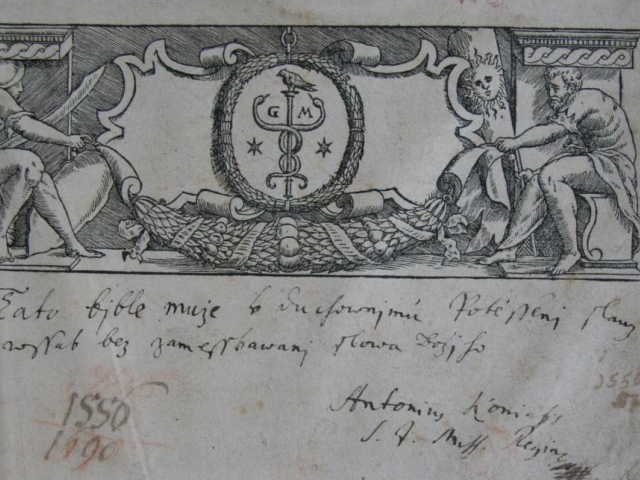 Melantrichova Biblí česká (1567) s cenzurním přípisem A. Koniáše, foto NM
