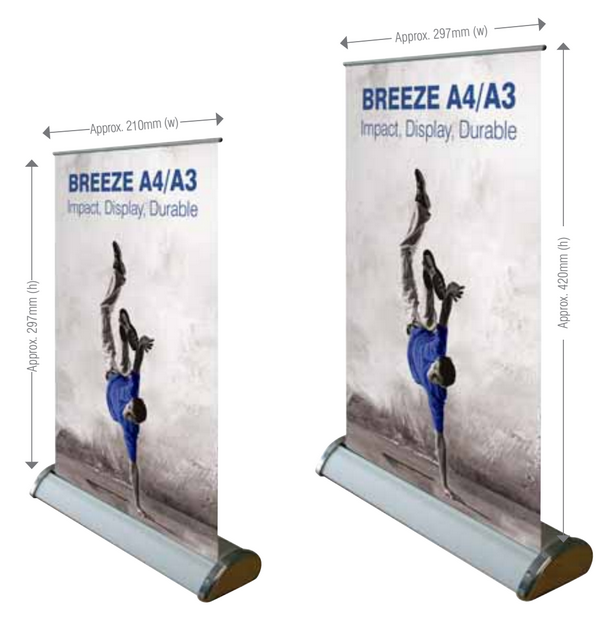 Breeze - roll up A4 / A3 - velikosti