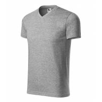Heavy V-neck tričko unisex tmavě šedý melír
