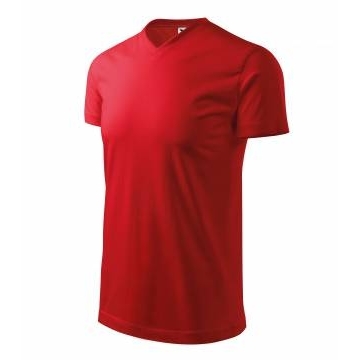 Heavy V-neck tričko unisex červená