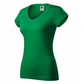 Fit V-neck tričko dámské středně zelená