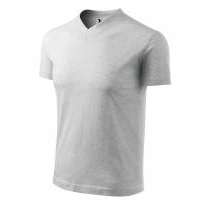 V-neck tričko unisex světle šedý melír